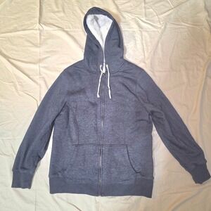 Old Navy Womens L Sherpa Lined Fleece Zip Hoodie Hooded Blue Sweatshirt Jacket